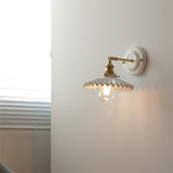 Vintage Japanese Ceramic Brass Wall Light